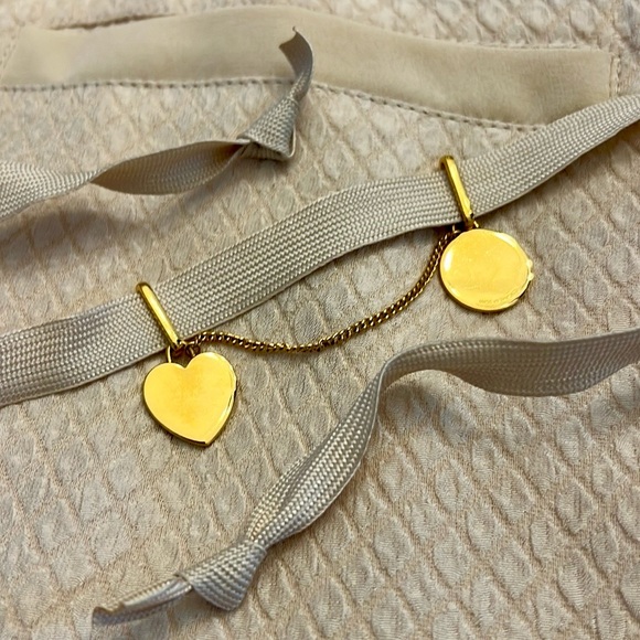 ?Chloé LOVE Chloé Gold Tone 2 Charm Ballerina Pink Ribbon Tie-up Choker Necklace main image 9